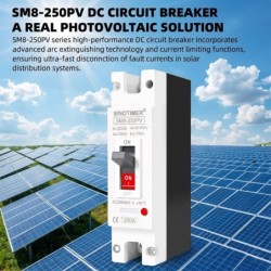 Siguranta automata DC PV SINOTIMER SM8-250PV, 250A, 1P, 600V DC, disjunctor fotovoltaic, protectie suprasarcina si scurtcircuit